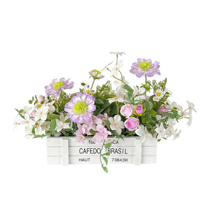 Arrangement floral rustique en bois blanc