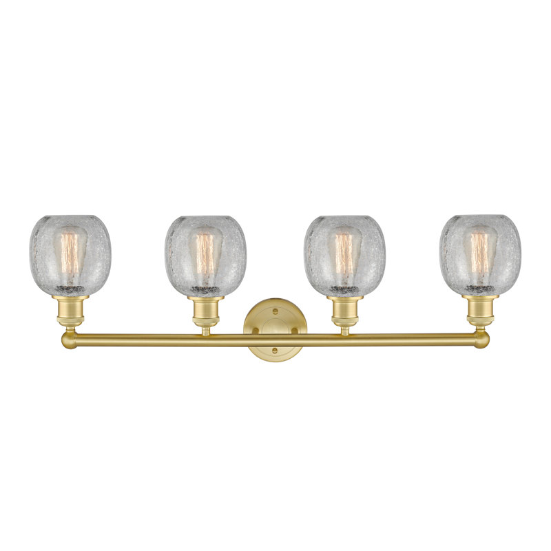 Éclairage pour meuble-lavabo 4 lumières Carlucci, Transparent craquelé, Or satiné
