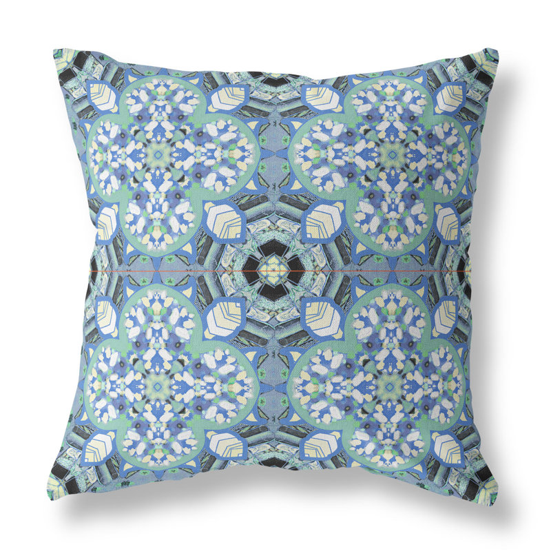 Housse de coussin carré et insert, 16" x 16", Bleu / blanc / noir