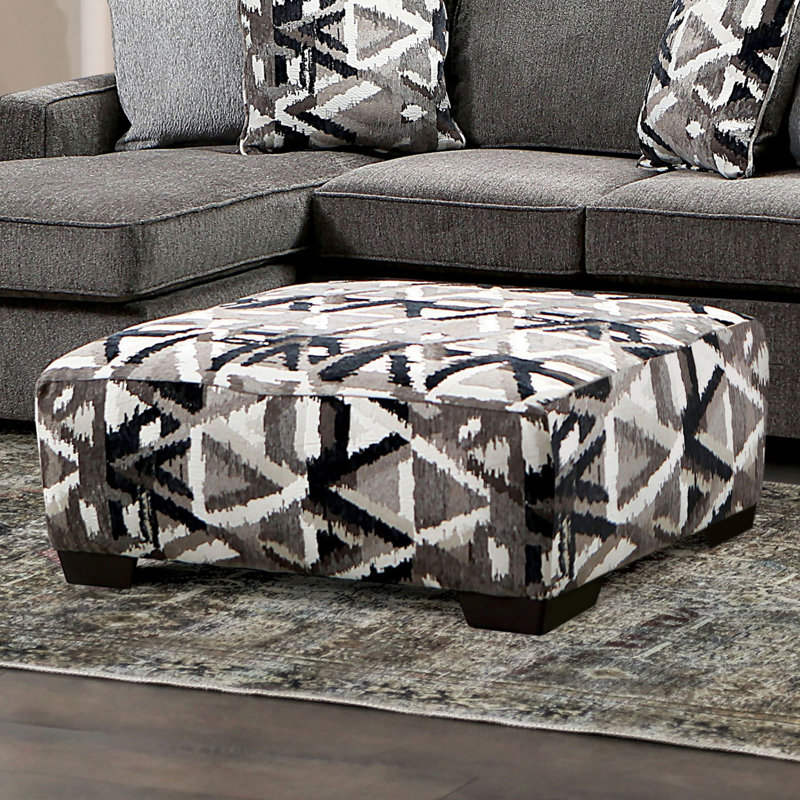 Repose-pieds carré de style contemporain, Brun / Gris