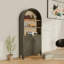 Armoire de 61 po de hauteur, bibliothèque avec rangement, bibliothèque Mid-Century moderne à 5 niveaux avec porte, noir