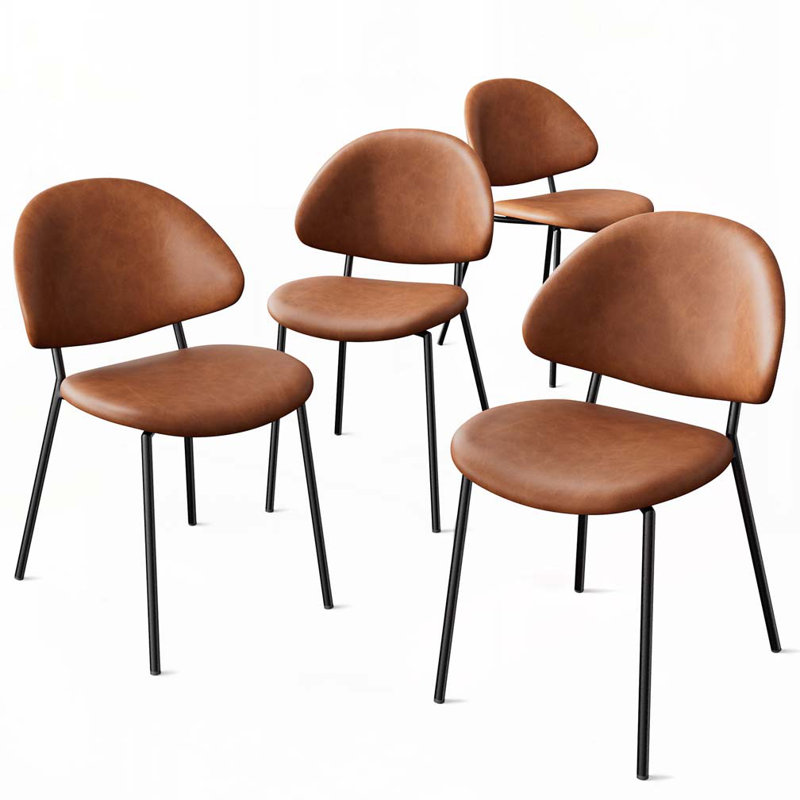 Set Of 4 Mid-Century Modern Dining Chairs, Brown