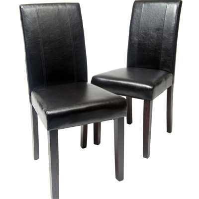 2 Urban Style Solid Wood Chairs, Black Padded, , 16.5"W X 35.5"H, Easy Clean Chair , Pieces, Black, 35.5" Height, Upholstery, 21"L