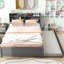 Lit double avec lit gigogne et tête de lit bibliothèque en gris - rangement pour l'organisation, fabrication de lattes, optimisation de l'espace de sommeil confortable, esthétique contemporaine-129957237