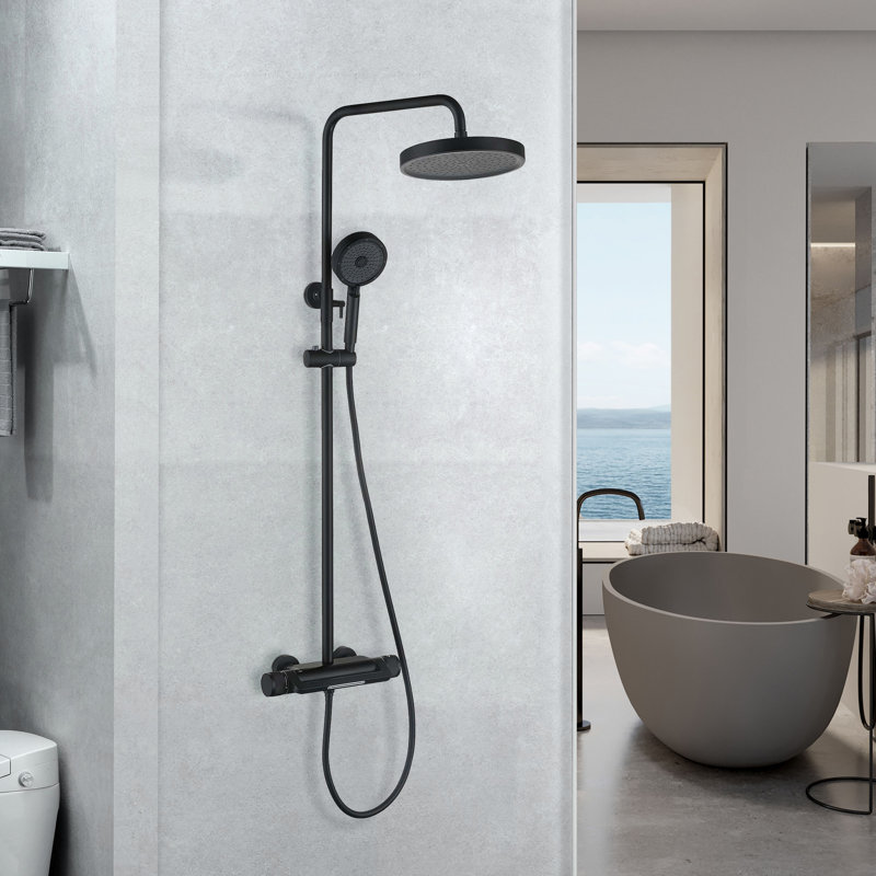 Your Shower Matters-Matte Black-All-In-One Thermostatic Shower System, Matte Black