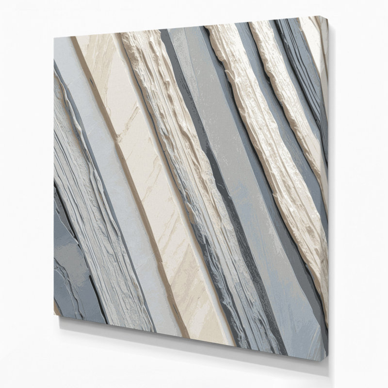DiagonalStripes, pierre, gris clair, toile, art mural, H 16 po x l 16 po