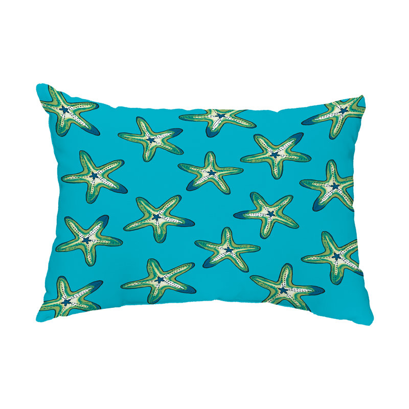 Geometric Outdoor Reversible Throw Pillow, Blue/Yellow