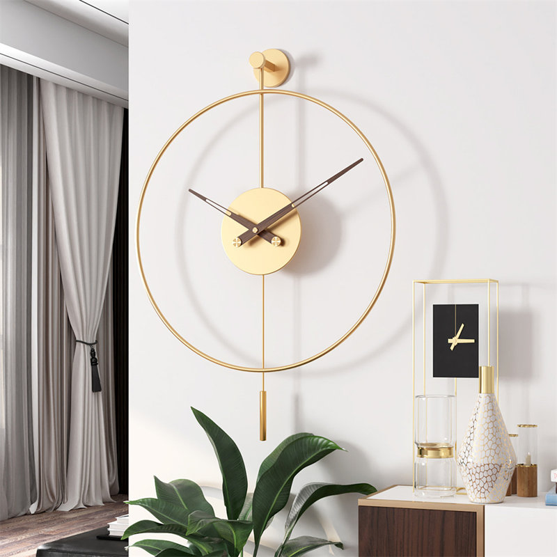 Horloge murale moderne moderne minimaliste avec anneau en fer - Horloge décorative élégante pour la maison ou le bureau
