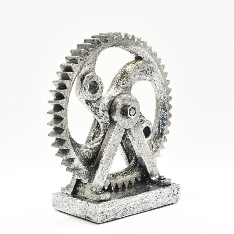 Adam & Friends Home Decor Calera Gear Sculpture | 1-Piece, Antique Pewter