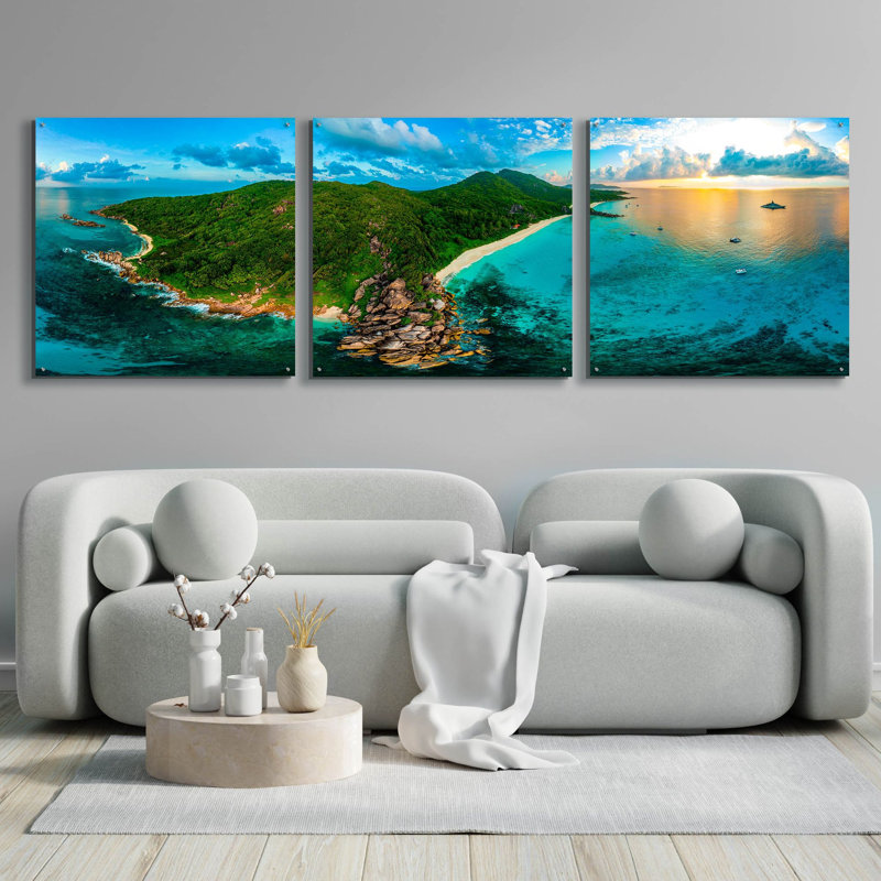 «LaDigue 2» par Epic Portfolio, art mural en verre acrylique, ensemble de 3 pièces, H 36 po x l 108 po