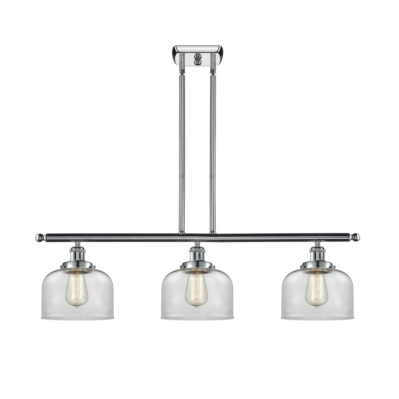 HamLake 3-Light Dimmable Island Linear Pendant, No Bulb Included, Polished Chrome, Clear