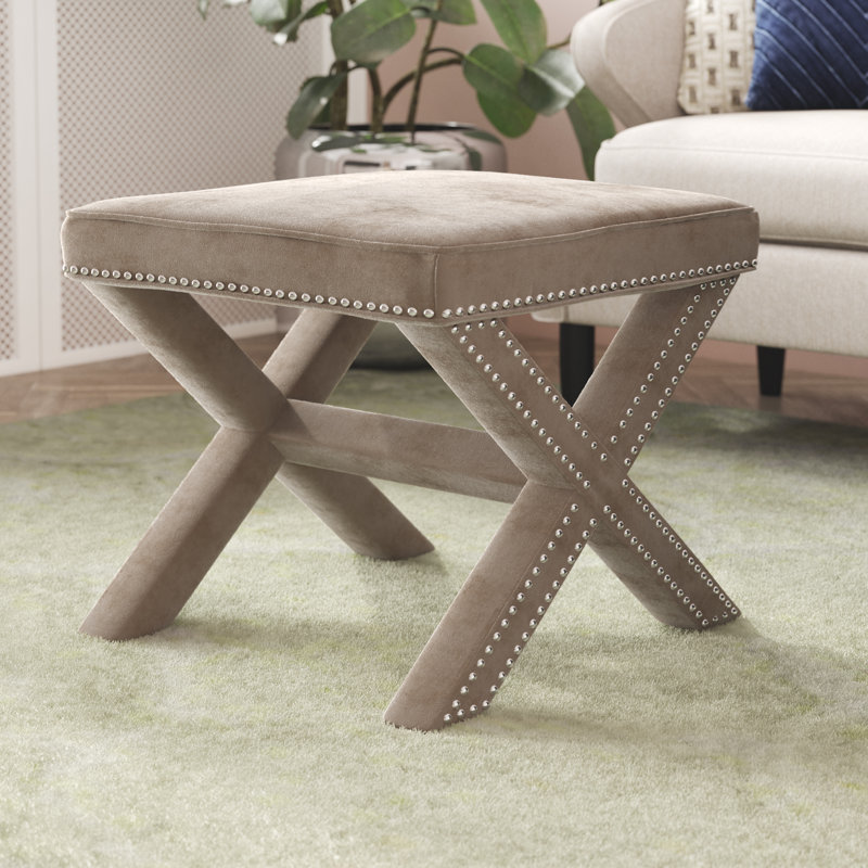 Dangela Upholstered Ottoman, Mushroom Taupe Velvet