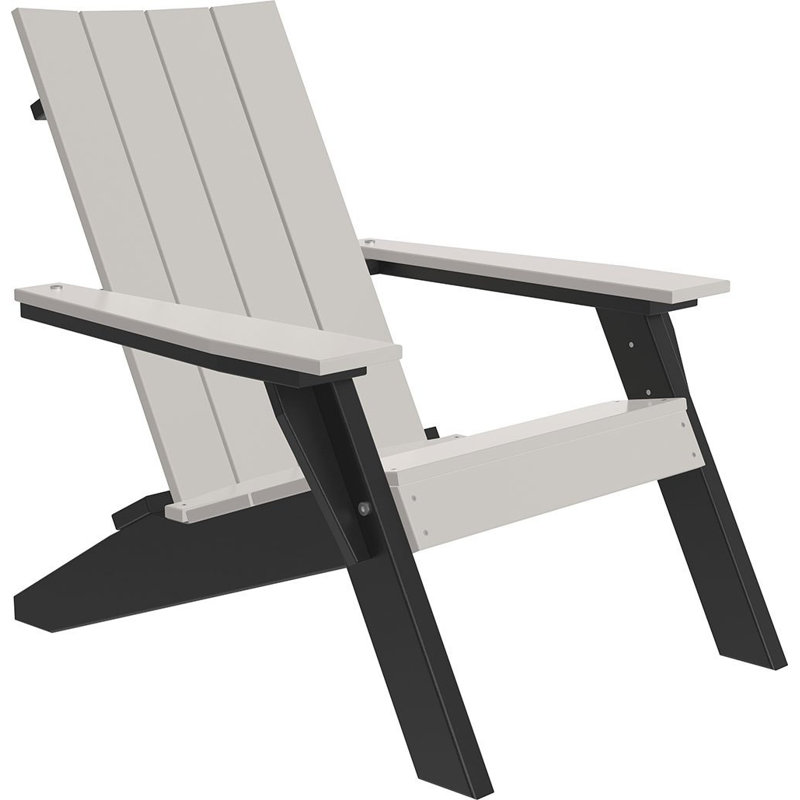 Dinis Outdoor Adirondack Chair, Dove Gray/Black