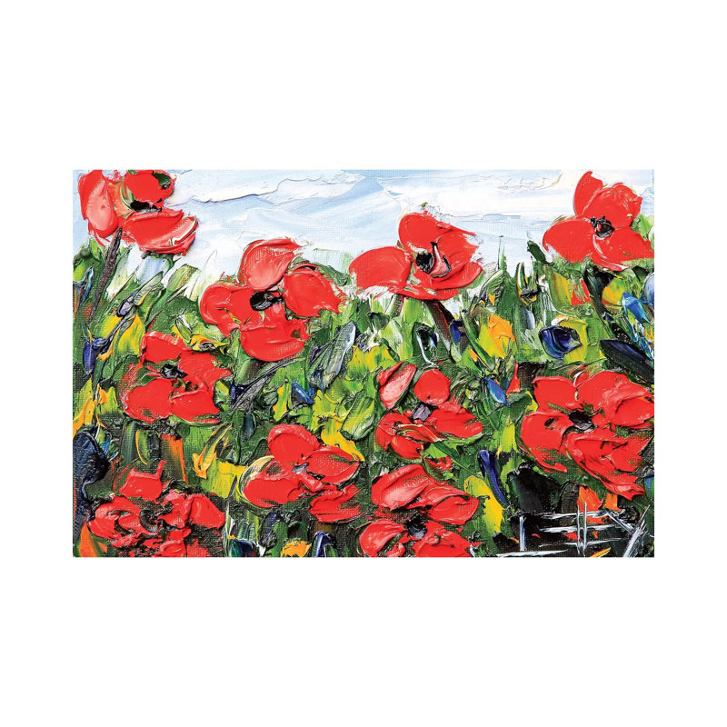 Red Poppies 1 Piece Wrapped Canvas Painting, 20.32 cm H x 30.48 cm W