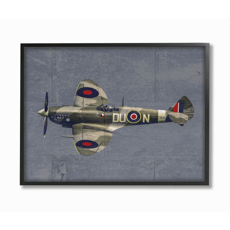 Décoration murale pour enfants à plan militaire air Seybert, H 16 po x l 20 po x P 1,5 po, Giclée encadrée noir minuit