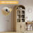 Farmhouse Arched Bookcase Cabinet – 6-Tier Freestanding Entryway Storage, Deep Display Organizer, Doors with 2 Glass & 2 Rattan, for Living Room, Kitchen, or Office, Wood Color, 2 Glass 2 Rattan Doors-1904449216