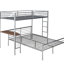 Lit simple superposé simple au-dessus d'un lit double en métal avec bureau de qualité - argent métallique, pièce de chambre fonctionnelle en argent double, à utiliser-1222983356