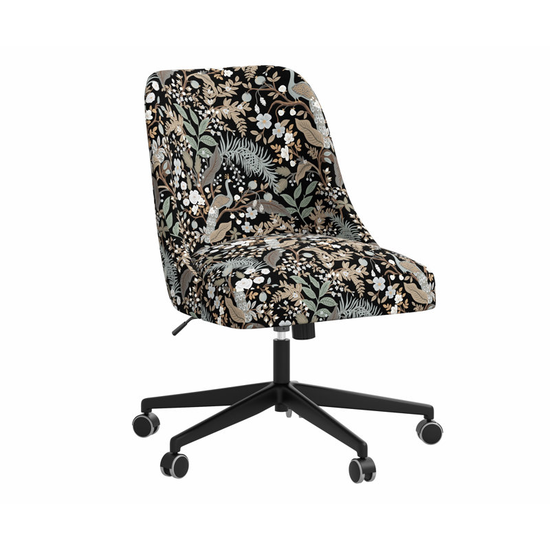 Chaise de bureau Brynn, Lin noir RPC Peacock, Noir