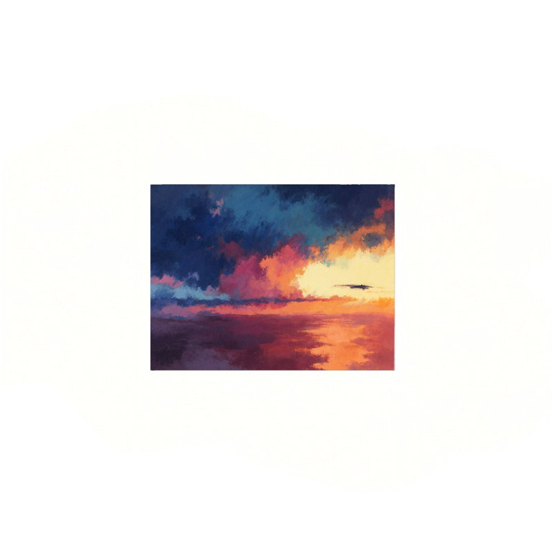 Coucher de soleil sur l'eau, art mural encastré en bois, L 16 x l 20