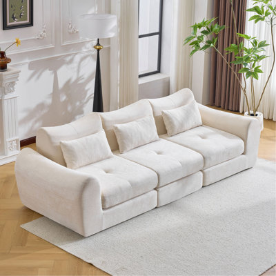 101.58"Modular Cloud Sofa, Convertible Folding Sectional Sofa Bed With Cushioned Seats