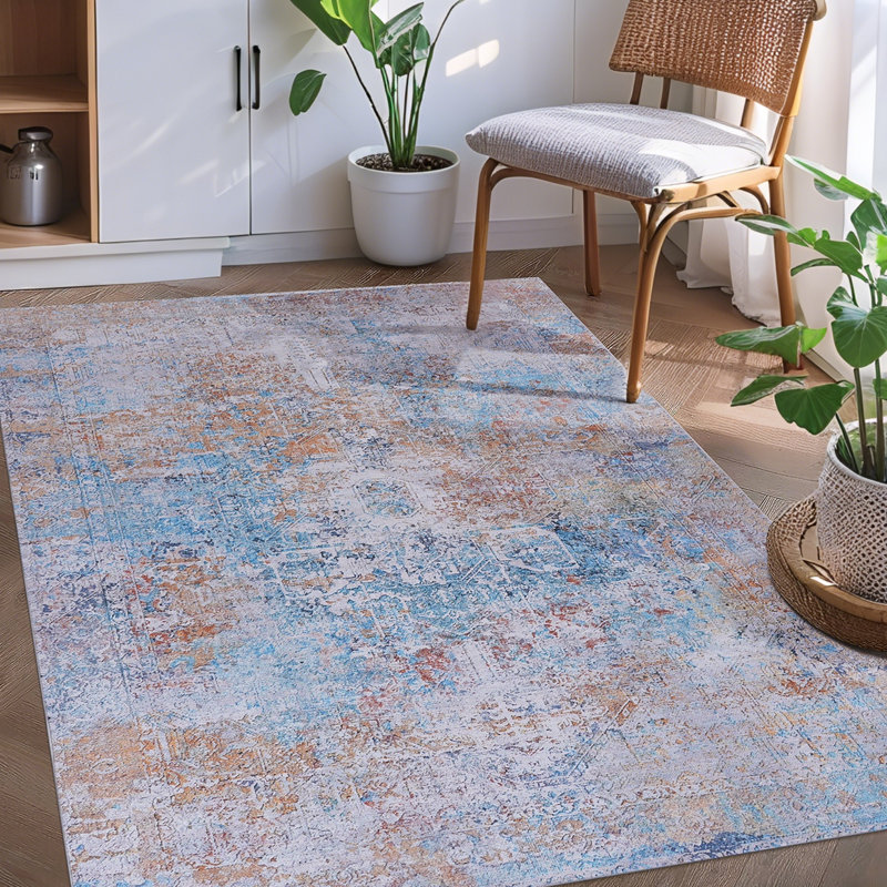 6'X9' Yellow Washable Area Rug​, Rectangle 6' x 9'