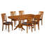 Ensemble de table et chaises de cuisine 7 pièces composé d'une table de salle à manger rectangulaire avec rallonge papillon et 6 chaises de salle à manger en similicuir brun-49678089