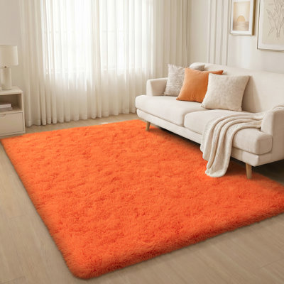 Tapis uni orange moelleux pour salon chambre à coucher chambre d'enfant chambre d'enfant
