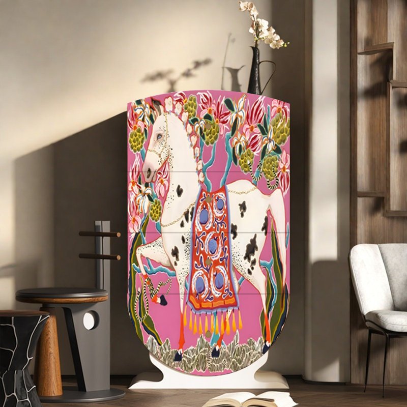 Commode d'appoint vintage 4 tiroirs pour le salon, Blanc