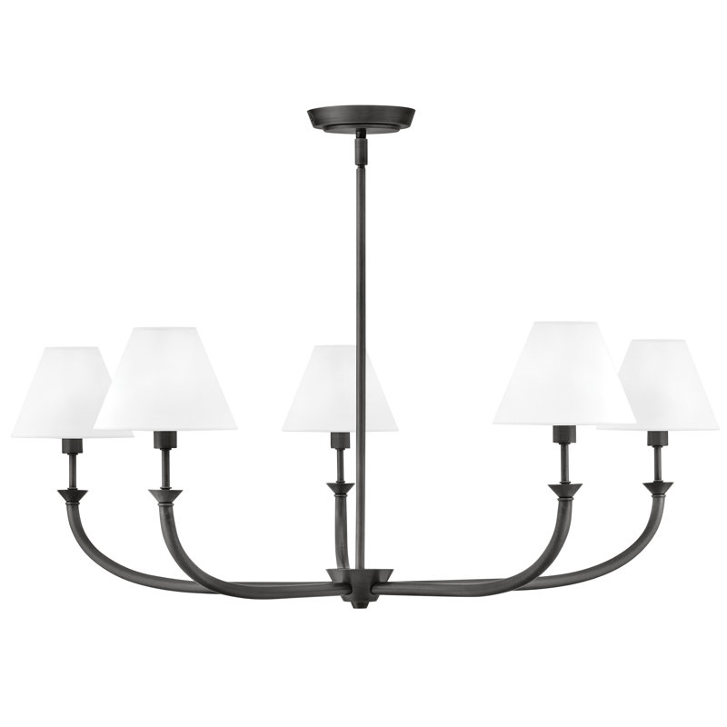 Lustre en acier 5 lumières Greta, Noir, noir, noir, noir