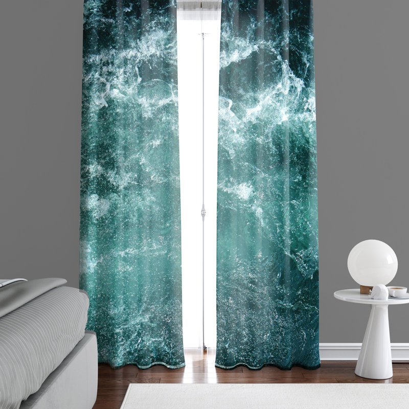 Paire de rideaux semi-transparents Ocean Waves, L 40 po x L 82 po