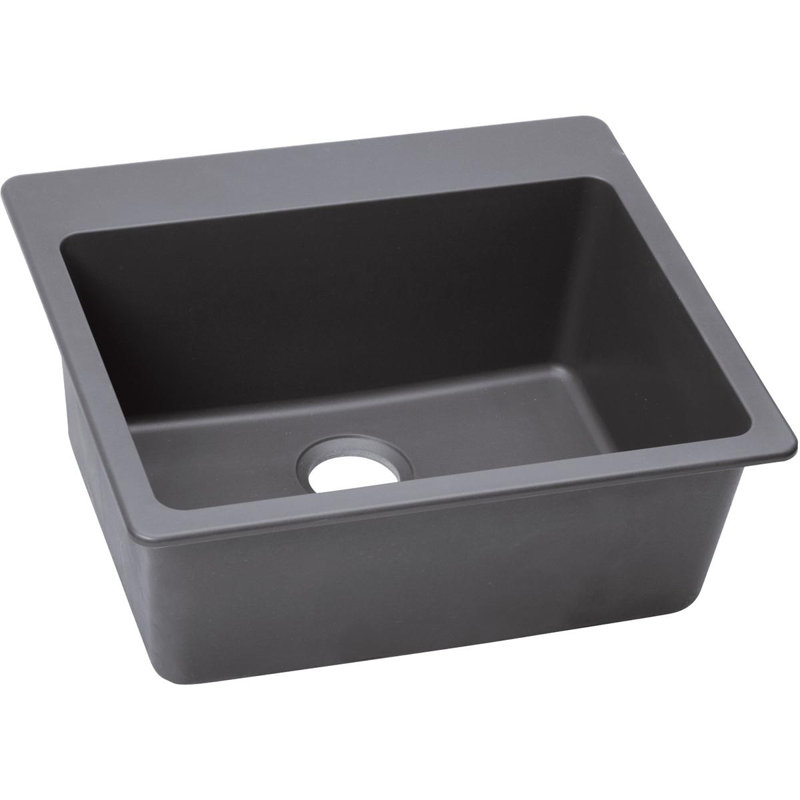 Quartz Classic 25" x 22" x 9-1/2" Drop-In Kitchen Sink, Greystone