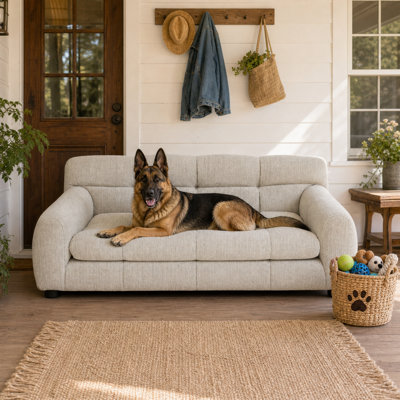 Lit pour chien en lin, canapé rembourré pour chien, lit de repos confortable pour animaux de compagnie