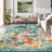 Washable Area Rug, Modern Abstract Low Pile Non-Slip Foldable Pearl Velvet Artistic Landscape Carpet, Blue Multi, 5'x7'-406639490-406639503