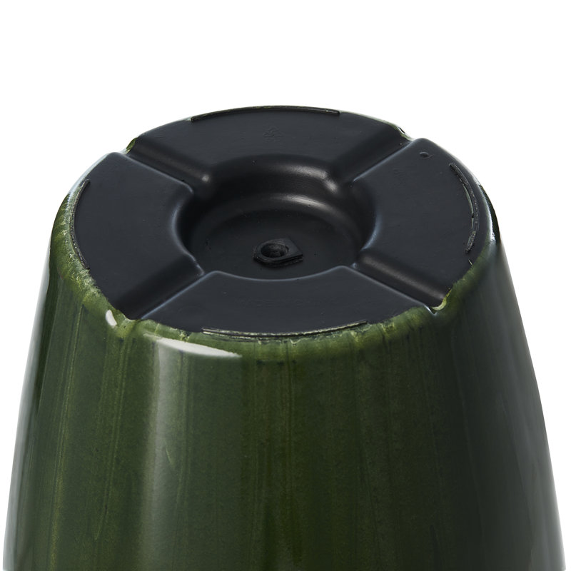 23.5"H Set Of 2 Oversized Gradient Green Faux Ceramic  Tall Plastic Planter, Green