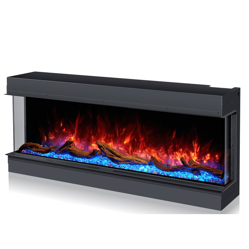 Prower 3-Sided Smart Wi-Fi Electric Fireplace with RGB LED Technology , 24.88" H x 44" W x 11.5" D