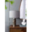 Lampe de table grise et argentée brossée avec base en bois de manguier - Dia. 16 po x 23 po - Gris, argent