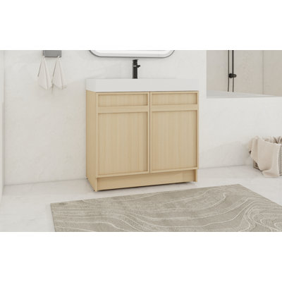 Meuble-lavabo sur pied simple 36 po avec plateau en résine Denio