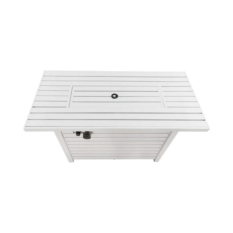 Table de foyer d'extérieur en acier au propane / gaz naturel H 24 po avec couvercle, Blanc