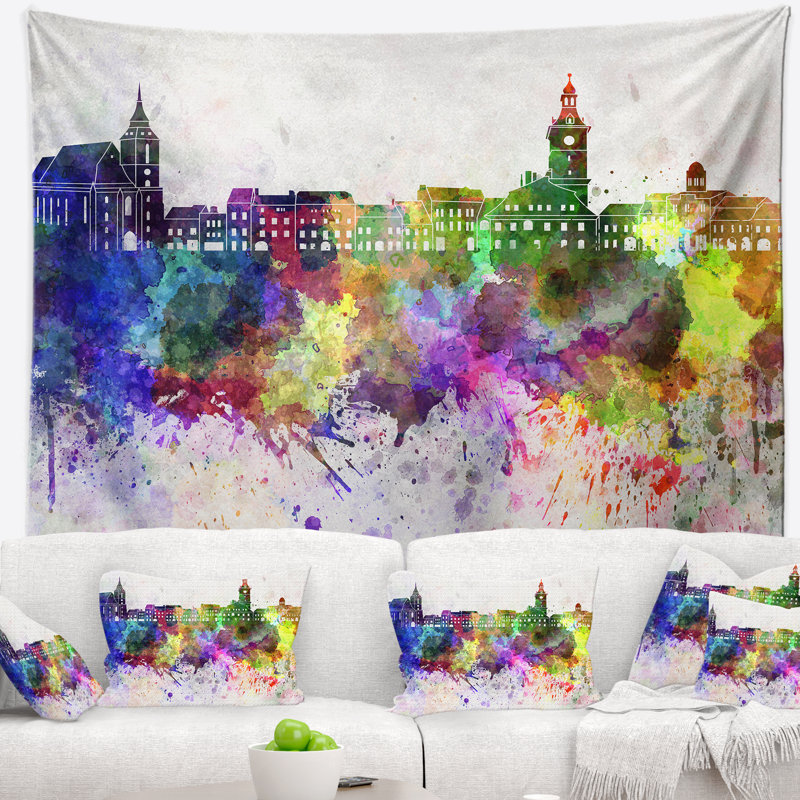 Tapisserie de brasov skyline Cityscape, H 32 po x l 39 po
