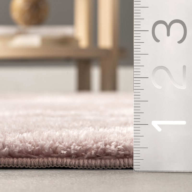 Loni Solid Machine Washable Runner Shag Rug for Living Room Bedroom Dining Room Nursery Entryway Hallway, Round 4'