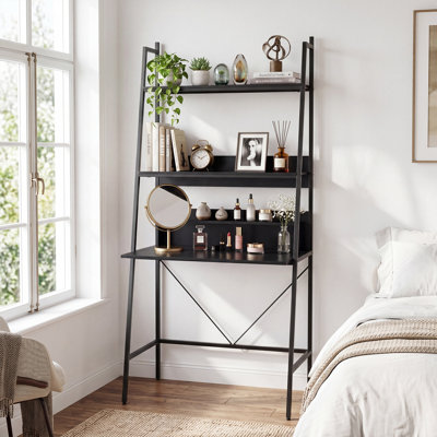 Ladder Computer Desk, 3-Tier Home Office Writing Study Table with Storage Shelves