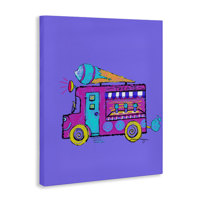 Vibrant Purple Ice Cream Truck Canvas, design by Susan Lugar, 20" H x 16" W