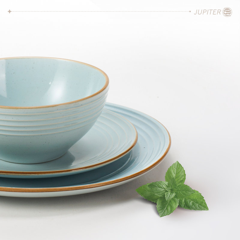  24 Piece Dinnerware Set, Service for 8, Light Blue