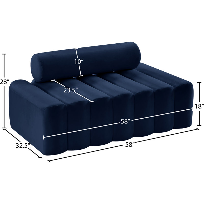 Fareiz 58'' Velvet Loveseat, Navy Velvet