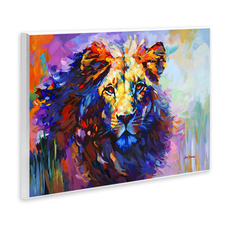 «Paint Strokes Lion» par Leon Devenice, H 13 po x l 19 po