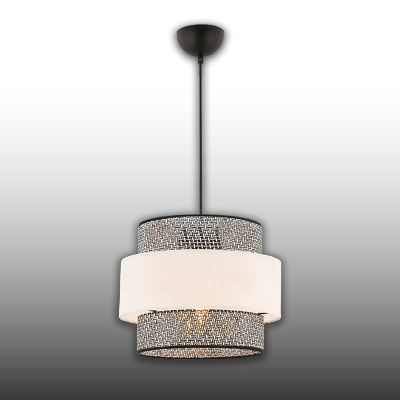 Lustre cylindrique en métal 1 lumière, Blanc / Gris, Noir