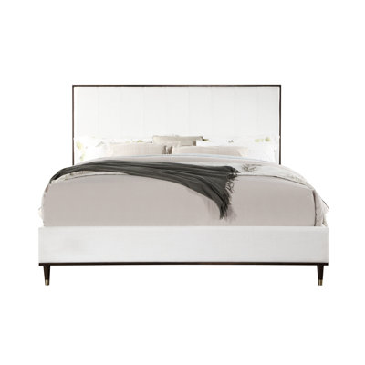 Modern Gray Queen Bed With A Comfortable Structure And Fabric Cover Pine Wood Frame Upholstery