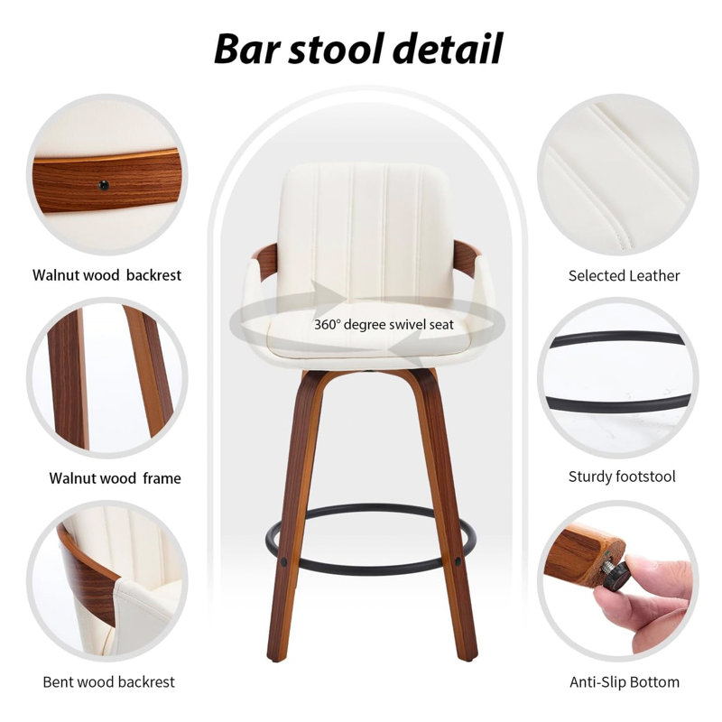 Tabouret de bar et de comptoir pivotant, Blanc