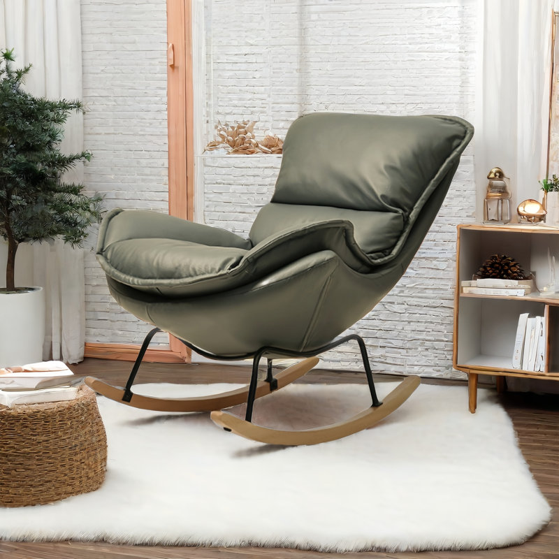 Chaise berçante moderne rembourrée, Vert