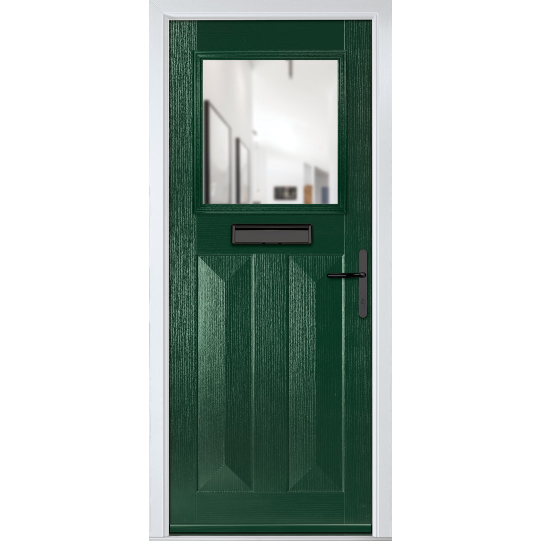 Crystal GRP Front door Eaton Slate Grey 920mm x 2090mm Open in Left hand Clear Glass